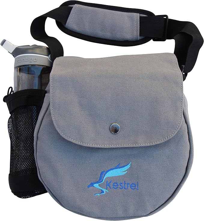 Kestrel Black Disc Golf Bag - Fits 6-10 Golf Discs + Bottle - For Beginner & Advanced Golfers - Extremely Durable Canvas - Frisbee Golf Bag - Small Sling/Shoulder Disc Golf Bag For Men & Women