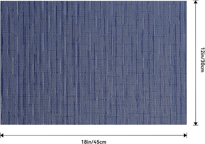 Leetaltree Blue Placemats Set of 6 - Heat Resistant Non-Slip Place mats for Dining Table, Washable Durable PVC Vinyl Woven Table Mats（Blue, 6）