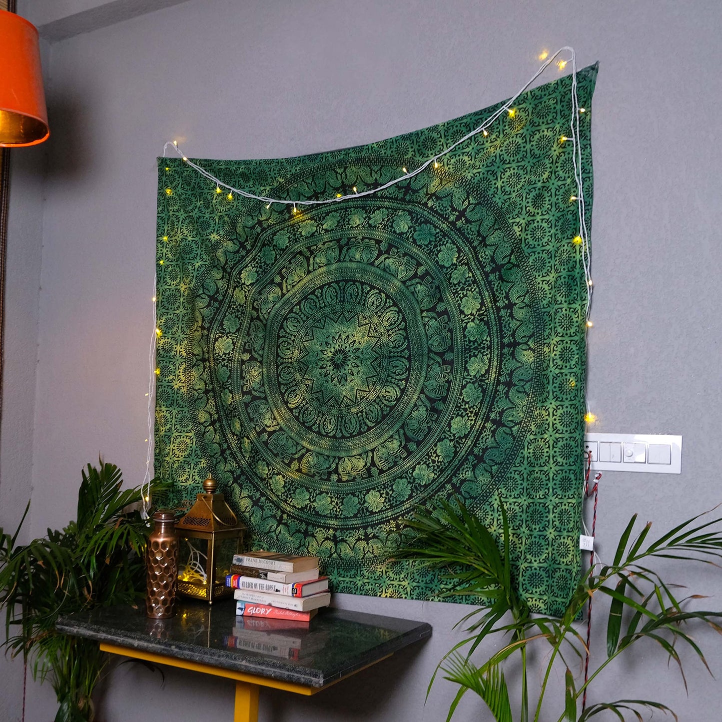 Craft Trade Indian Cotton Mandala Wall Hanging Tapestry for Aesthetic Boho Hippie Living Room, Meditation & Bedroom Décor - Green - 50x60 Inches