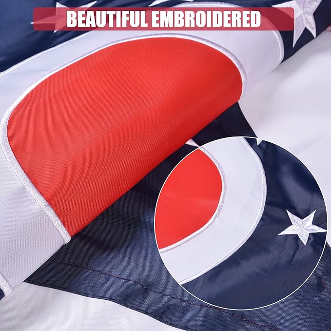 Ohio State Flag 4x6 Ft, Deluxe Embroidered Premium Polyester Durable OH Outside Flag, Indoor/Outdoor with Sewn Stripes and Brass Grommets