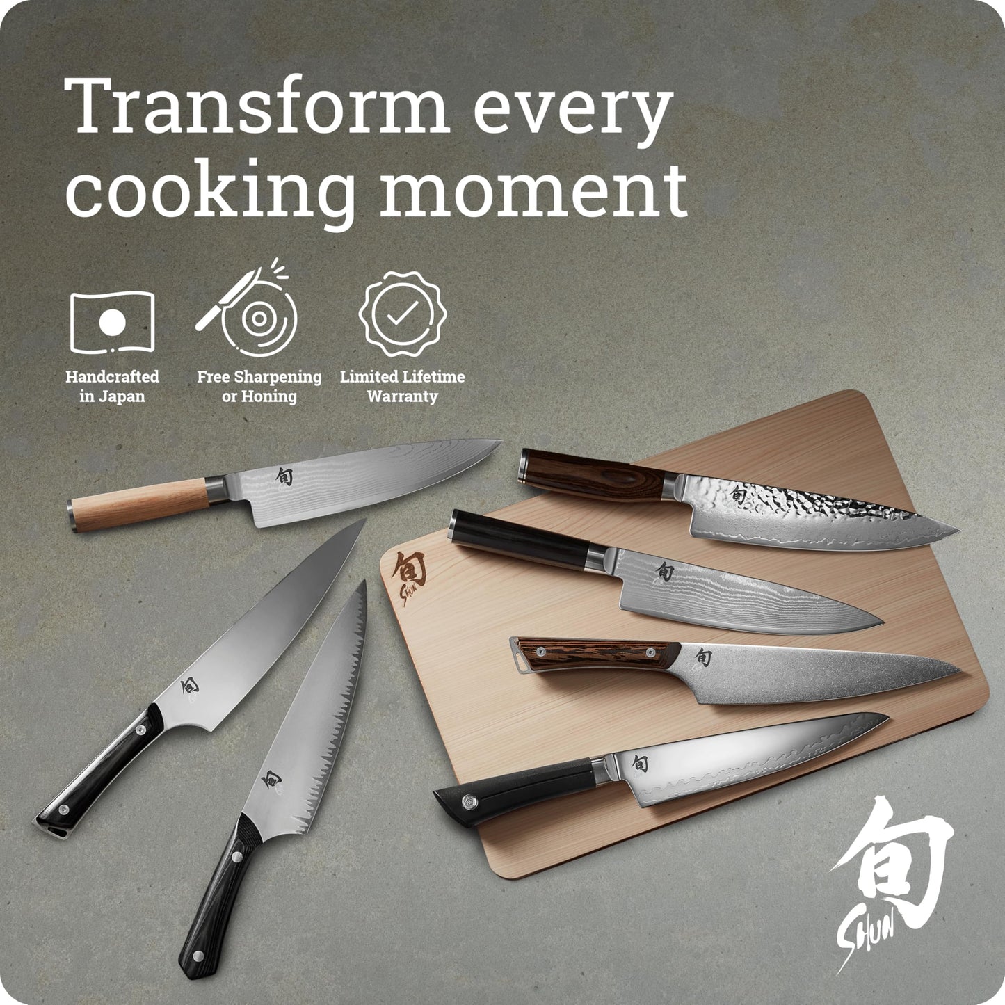 Shun Premier Blonde 7 Piece Essential Block Set, Includes 8" Chef, 4" Paring, 6.5" Utility, 9" Bread Knives & Herb Shears, Handcrafted Japanese Knife Set, Pakkawood Handles