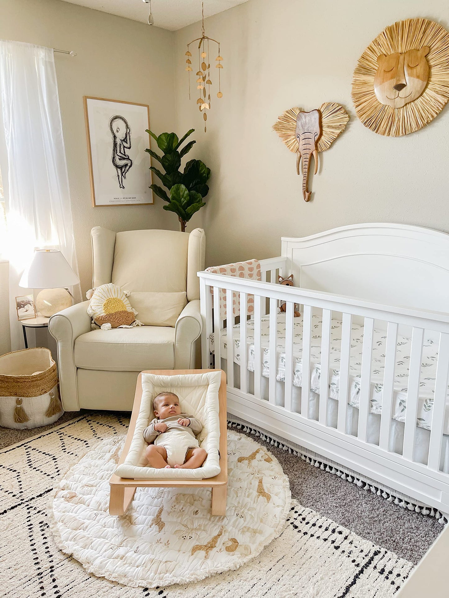 Crane Baby Moon Phase Nursery Décor for Boys and Girls, Ceiling Hanging, 6" x 6" X 36"