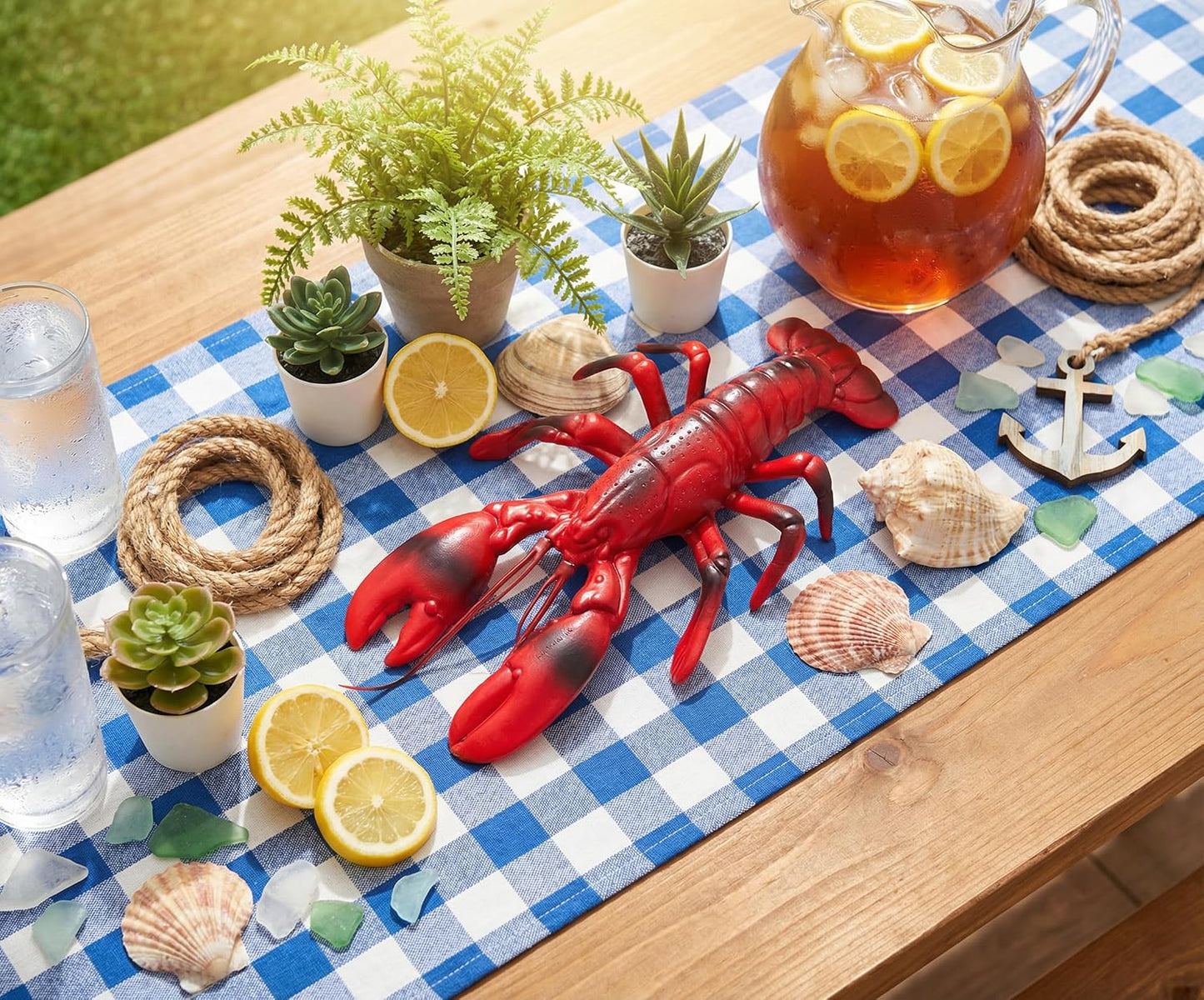 (11") (6) Realistic Red Maine Lobster Plastic Prop Toy Party Decoration Fish Net Sea Ocean