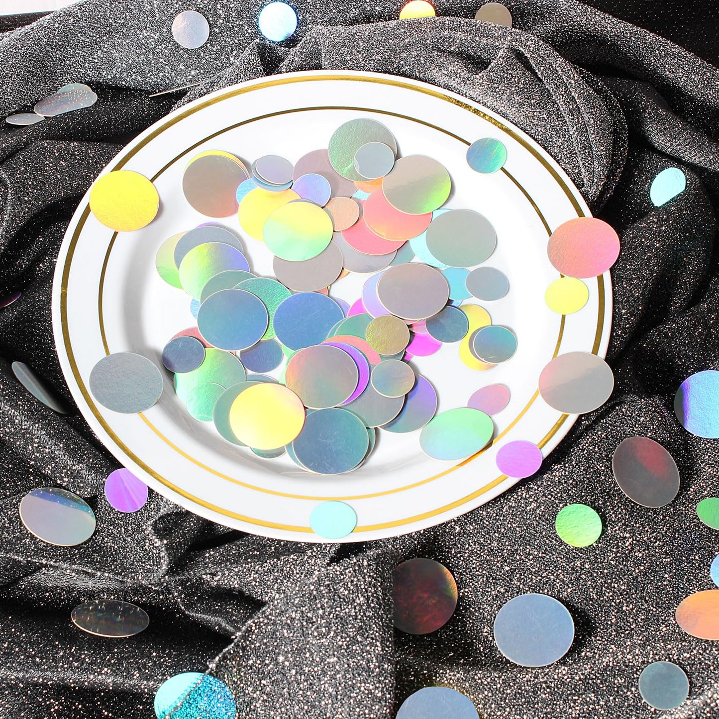 Vofrise 400PC Circle Dots Iridescent Confetti for Birthday Decorations Round Table Scatter for Wedding Baby Shower Bachelorette Bridal Shower Party Supplies