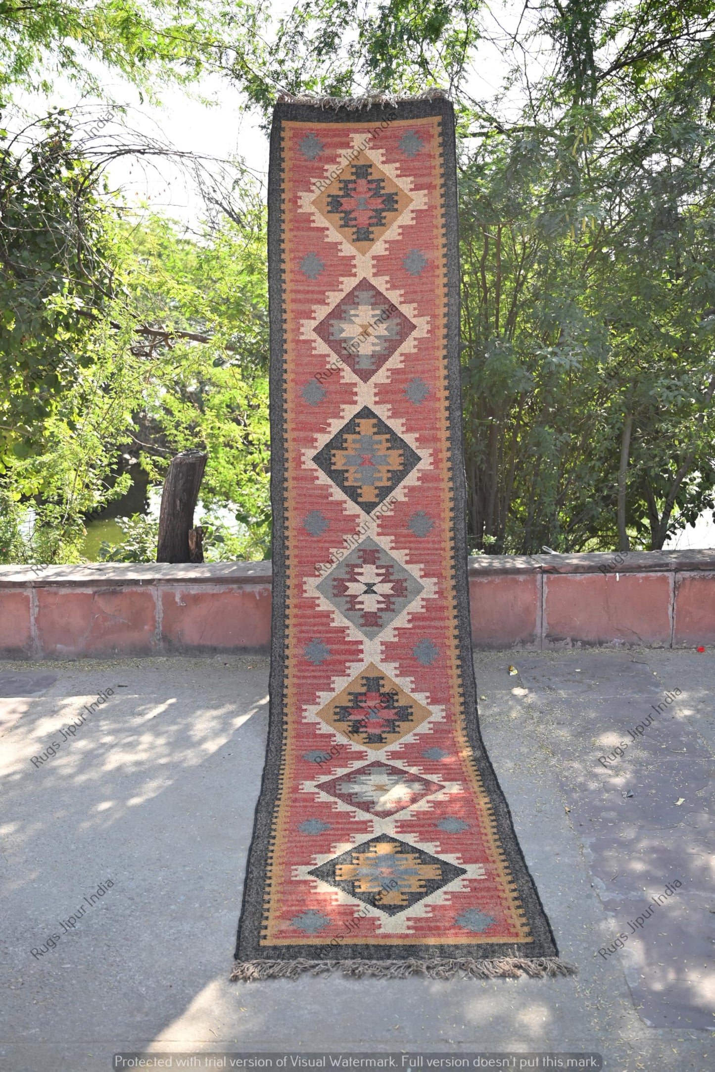 RugsJaipurIndia Handwoven Kilim Wool & Jute Rug - Flatweave Dhurrie Area Rug for Living Room Kitchen Bedroom or Entryway Non-Slip Wool & Jute Rug for Stylish Home Decor