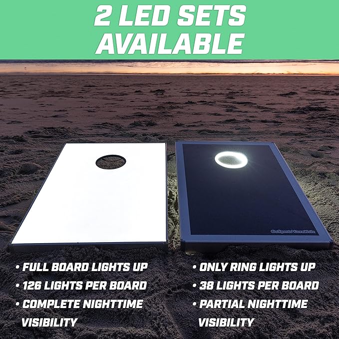 GoSports Tailgate Size 3 x 2 ft Cornhole Sets - Choose LED or Standard - Portable Set Includes 8 Bean Bags & Game Rules