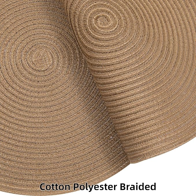 SHACOS Round Braided Placemats Set of 8 Washable 15 inch Round Table Mats Woven Place Mats for Dining Table (Brown, 8)