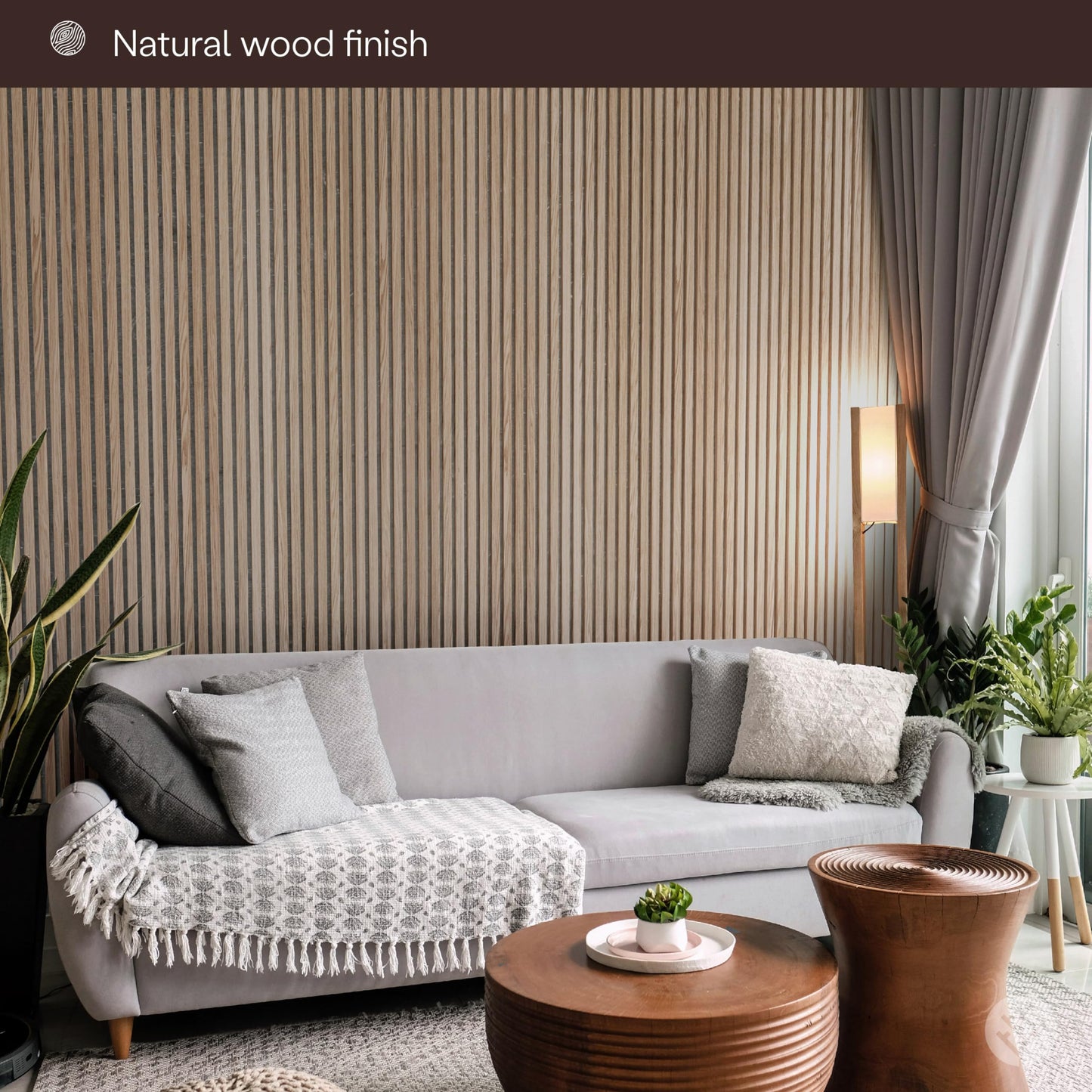 WVH Slatpanel Oak Gray Felt– Acoustic 3D Textured Wood Panels for Walls & Ceilings | Decorative Panels for Homes, Offices & Studios | 2 x-94.49” x 12.6” | Real wood veneer, MDF, Felt