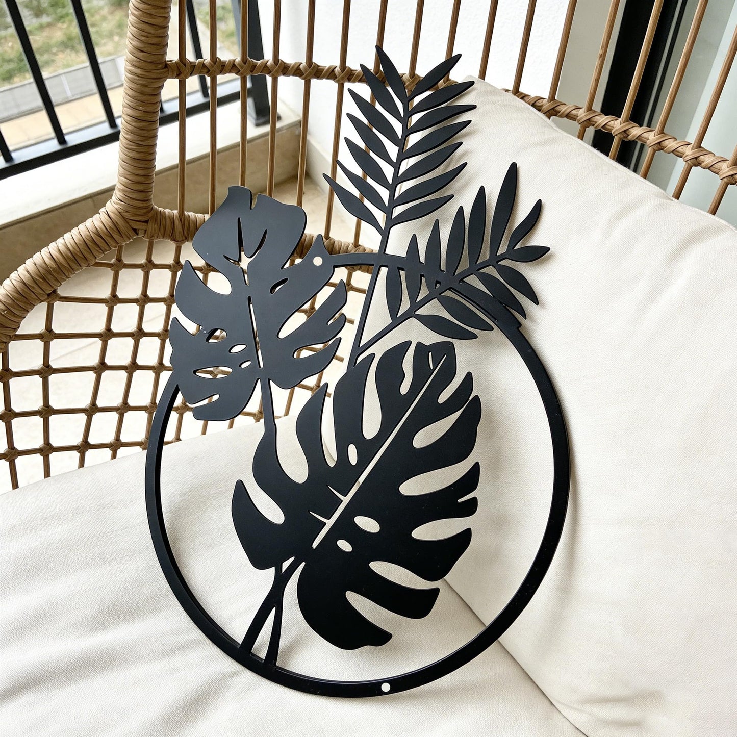 SonnTonn Metal Tropical Leaves Wall Art Decor, Indoor Home Wall Hanging Monstera Leaf Metal Sculpture Outdoor Garden Decor for Patio (7.87”x12.2” / 20x31cm)