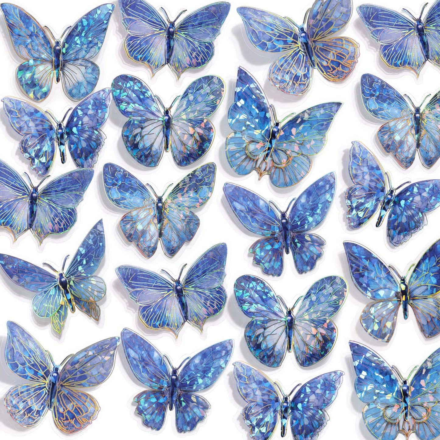 RAINBOW WSK 50 PCs Butterfly Wall Decor Cute Fairy Butterflies Wall Stickers 3D Butterflies for Birthday Cake Wedding Party Craft Room Decor Removable DIY Wall Decals sm- (Blue)