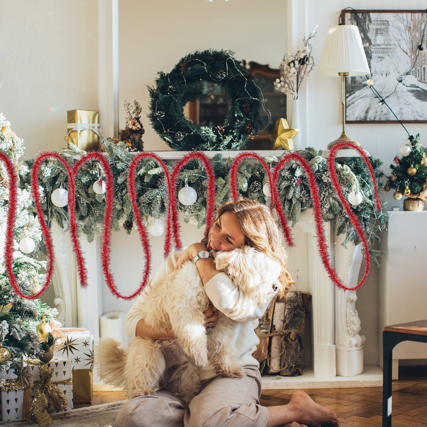 WBCBEC 66 Feet Christmas Tinsel Garland Metallic Holiday Tinsel Garland Twist Tinsel Thin Glitter Tinsel Garland Decoration for Christmas Tree,Wedding Birthday Party Decorations Supplies (Silver)