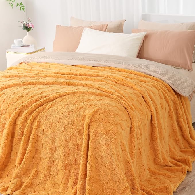 Zyrah Super Soft Throws for Couch Fleece Throw Blanket Lightweight Decorative Fuzzy Cozy Blankets for Sofa Chair Bed (B-Yellow, Twin(60"x80"))