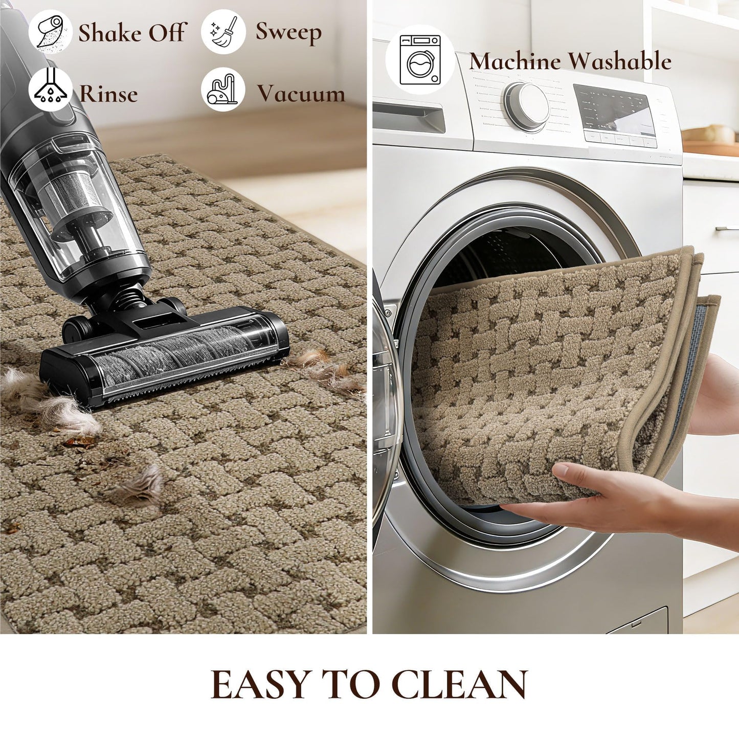 FLOORHUG Door Mat Indoor Entrance 20x32, Non-Slip Washable Doormats Entry Way Mats, Dirt Resistant and Absorbent Welcome Mat, Easy Clean Low-Profile Doormat, Front Door, Inside Entrance, Beige