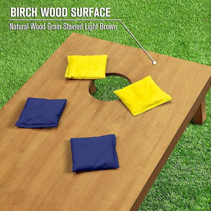 GoSports 4 ft x 2 ft Regulation Size Wooden Cornhole Boards Set - Includes Carrying Case - Full Regulation Size Bean Bag Toss Boards
