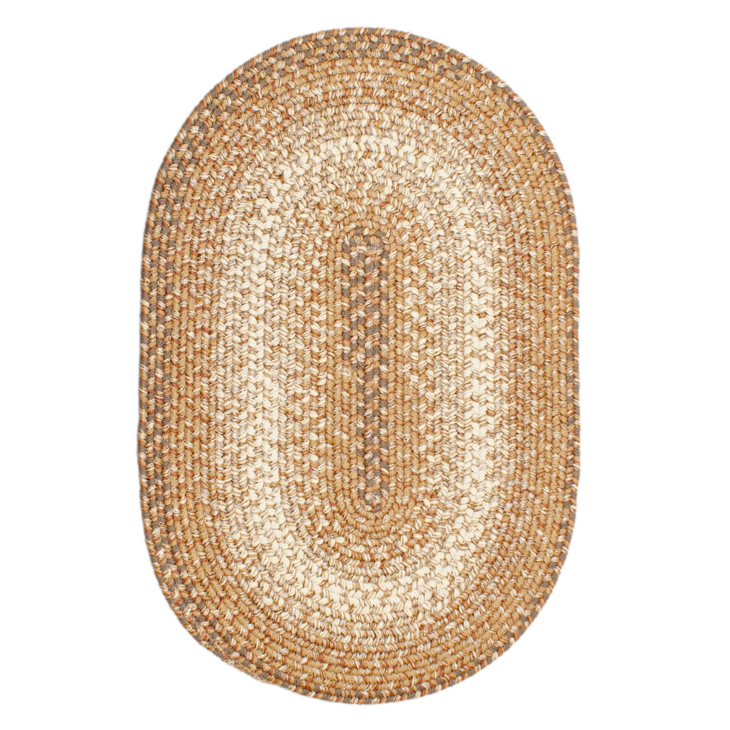 Super Area Rugs Braided Rugs 3X5 Farmhouse Kitchen Rug - Ridgewood Braided Rug for Living Room - Reversible - Indoor/Outdoor - Made in USA - Taupetone/Beige, 3' X 5' Oval