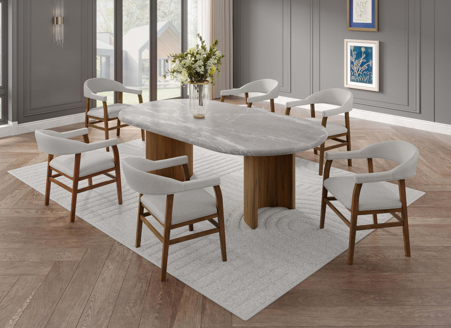 Acme Darcy Oval Dining Table in Gray and Dark Walnut