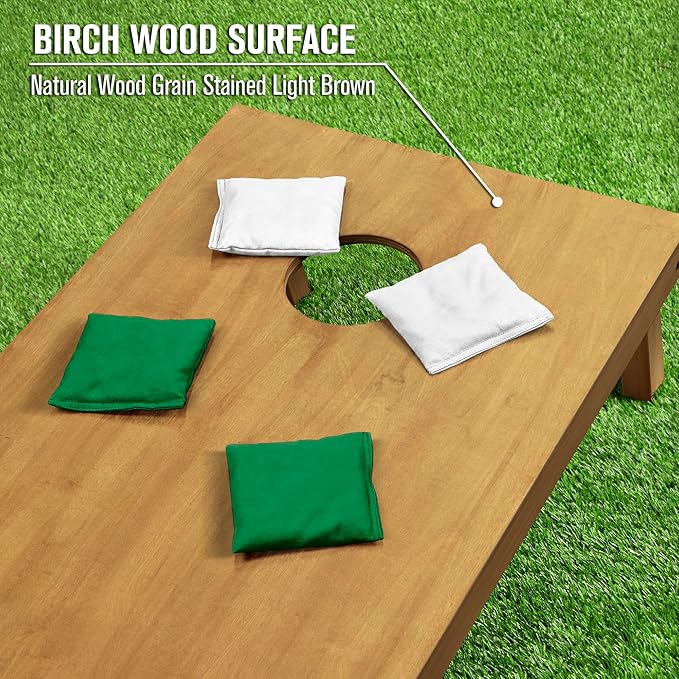 GoSports 4 ft x 2 ft Regulation Size Wooden Cornhole Boards Set - Includes Carrying Case - Full Regulation Size Bean Bag Toss Boards