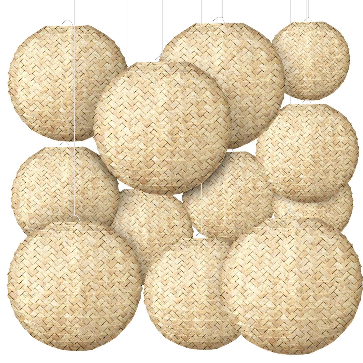 Retisee 12 Pcs Burlap Hanging Paper Lantern 10 Inch Back to School Decoration Boho Classroom Ceiling Decoration Chinese Party Decor for Birthday Wedding Bridal Baby Shower