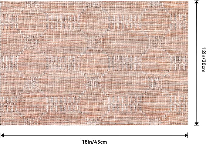 Leetaltree Coral Placemats Set of 12 - Heat Resistant Non-Slip Place mats for Dining Table, Washable Durable PVC Vinyl Woven Table Mats（Coral, 12）