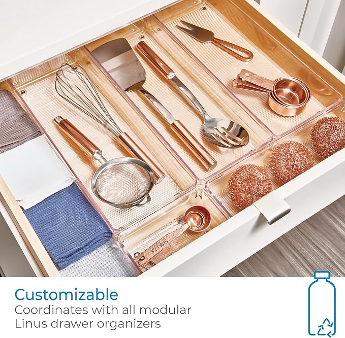 iDesign Recycled Plastic 5-Piece Kitchen Drawer Organizer Set - Linus Collection - Clear