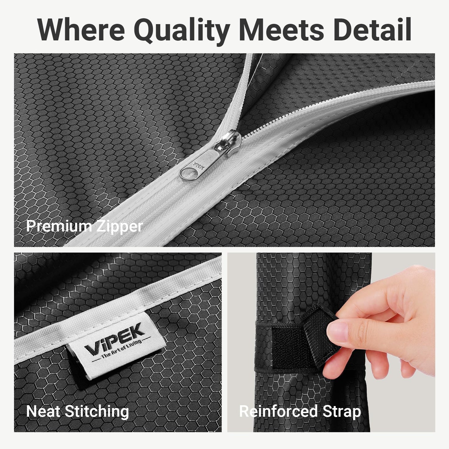 VIPEK R2C Medium Heavy Duty Clothes Rack Rolling Garment Rack with Cover Adjustable Clothing Rack for Hanging Clothes Portable Closets with Double Rods, Black Rack with Black Upgraded Polyester Cover