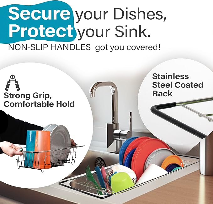Better Houseware Over Sink Dish Drying Rack Space-Saving Dish Rack for Kitchen Counter Stainless Steel 19.25 x 8.25 x 4.5