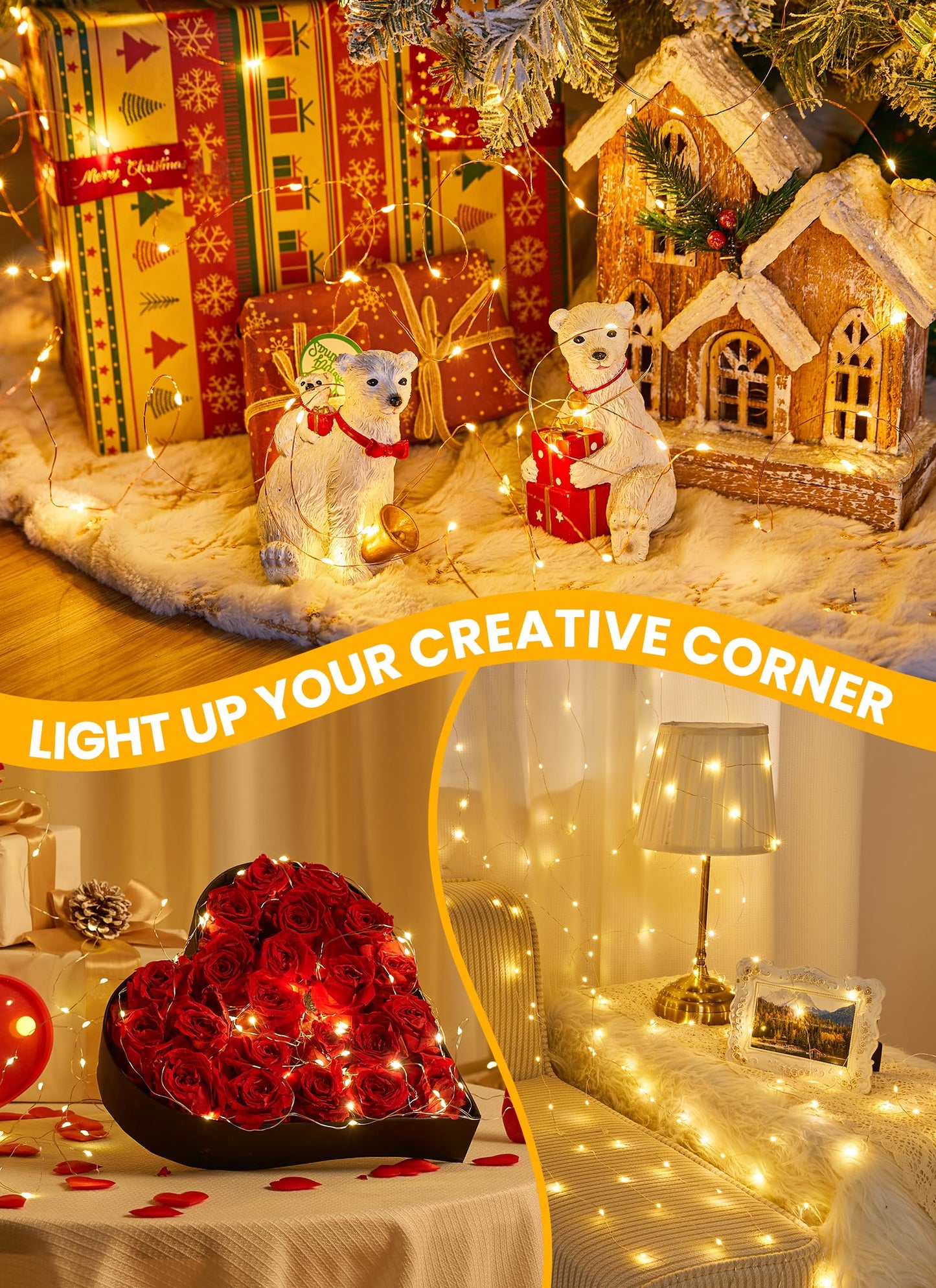 Fairy Lights with Remote, 8 Modes & Timer, 66 Feet 200 Led Christmas Light Twinkle Lights Plug in, Waterproof String Lights for Bedroom Decor Home Girl's Room Garden Party Christmas Decorations
