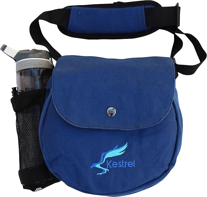 Kestrel Black Disc Golf Bag - Fits 6-10 Golf Discs + Bottle - For Beginner & Advanced Golfers - Extremely Durable Canvas - Frisbee Golf Bag - Small Sling/Shoulder Disc Golf Bag For Men & Women