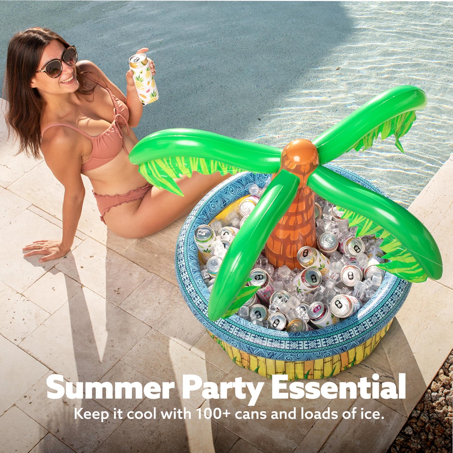 JOYIN 28” Inflatable Palm Tree Cooler, Luau Hawaiian Tropical Beach Themed Party Decorations, Blow Up Palm Trees Cooler Outdoor Party Supplies, Kids Adults Birthday Party Décor