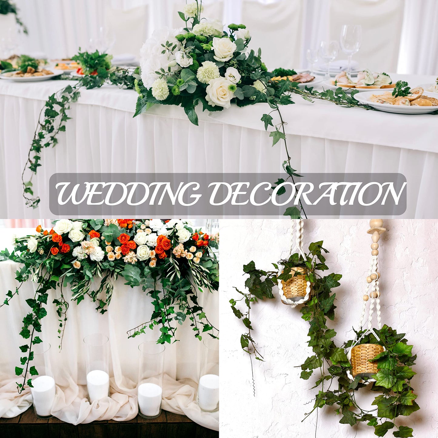 Sggvecsy 3 Pcs Artificial Ivy Vines Kit 6.4Ft Odorless Silk Ivy Garland with Green Leaves Fake Hanging Plants Artificial Greenery Decor for Wedding Home Wall Party Indoor Outdoor Decoration