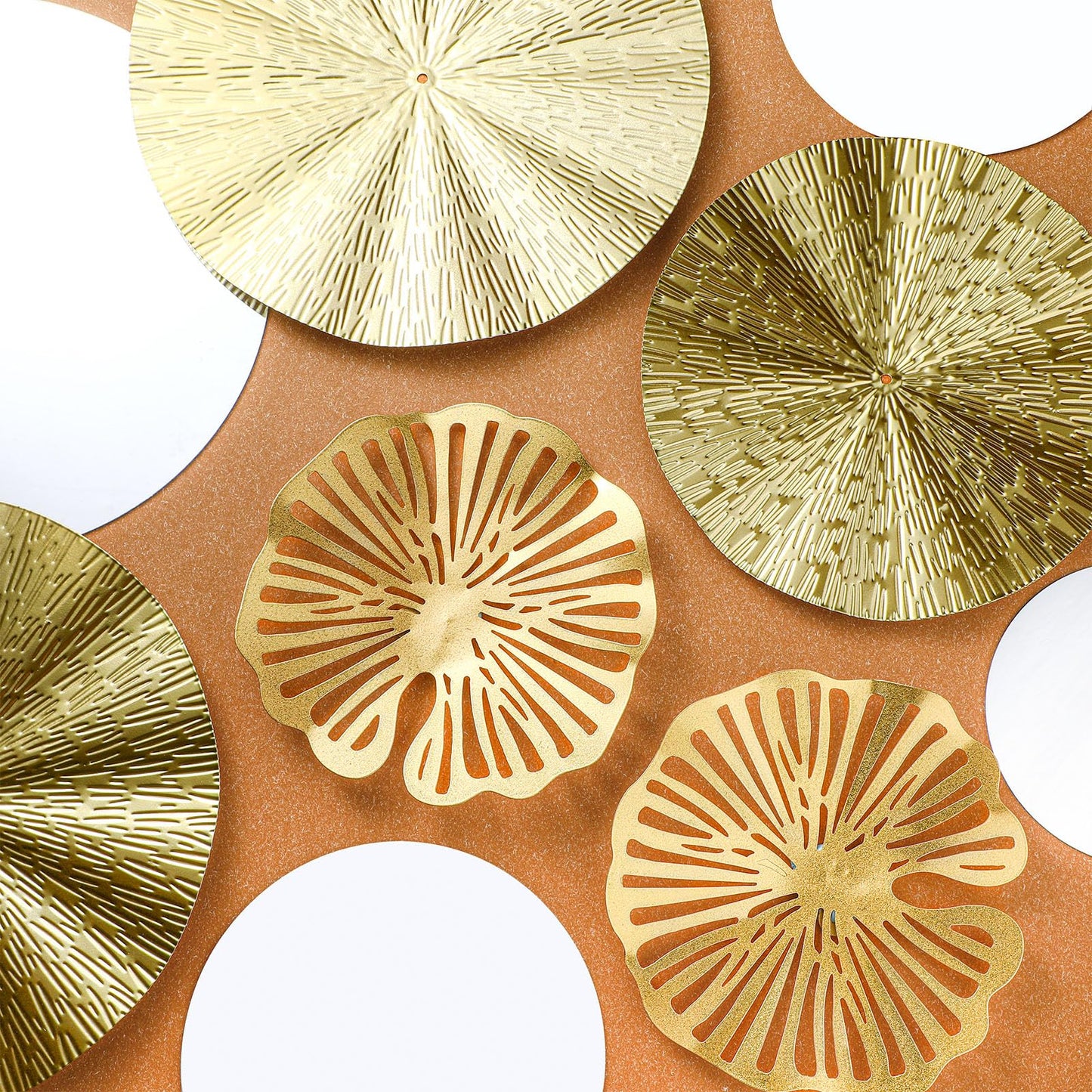 Hicarer 9 Pcs Circle Mirrors Metal Home Decor Wall Decorative Modern Round Accent Wall Art Sculpture Hanging Decorations for Living Room Office Bedroom Kitchen(Gold)