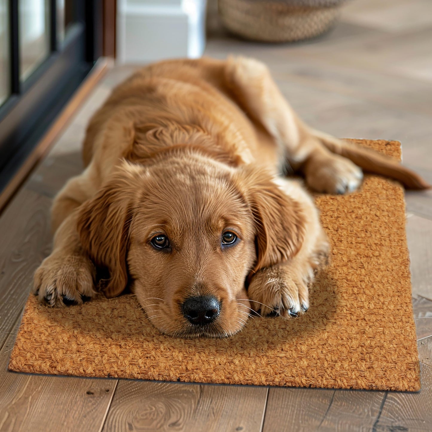 Woven Coir Doormat - Non Slip Heavy Duty Back Door Mat - Basketweave Dirt Trapping Welcome Mat - Easy Clean Durable Entryway Front Door High Traffic Indoor Outdoor Doormat - 17 x 30 - Natural