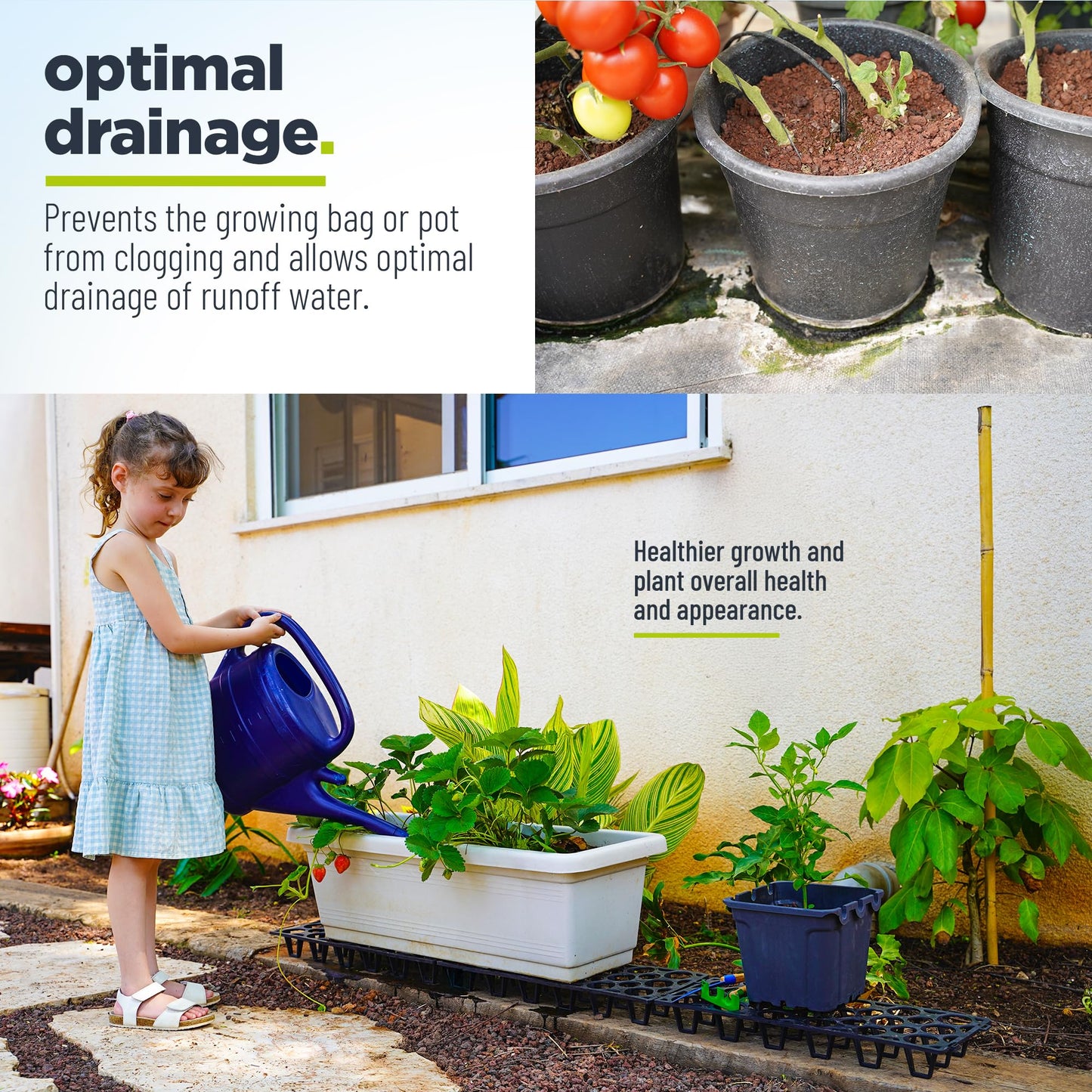 Plant Stand Outdoor – Modular Plant Riser 7 Pack for Pots, Planters & Grow Bags | Heavy-Duty UV-Resistant Elevated Pot Stand for Drainage, Airflow, Root Health & Cleaner Patios – 19.7x7.5x2.4 in (Black)
