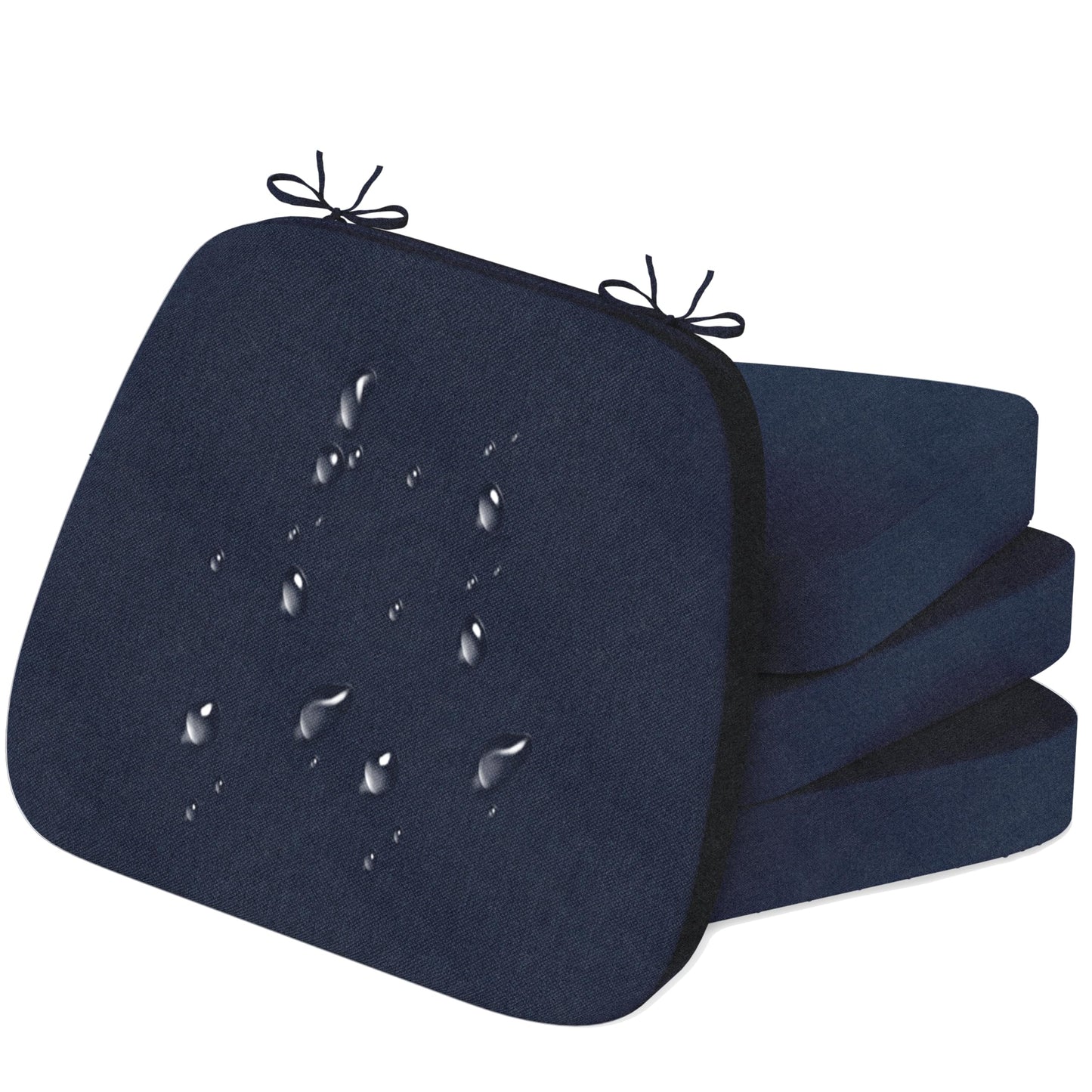 Iristykilin 17'' x 16'' x 2.5"Thick Chair Cushions for Dining Chairs, 4 Pack WaterProof Easy Clean Kitchen Chair Pads with Ties and Non-Slip Backing - 30D High Elastic Foam Soft Kitchen Chair Cushions