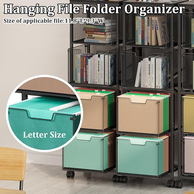 Sbanmao 4 Drawers File Cabinet, Vertical Filing Cabinets, Rolling File Cart, Hanging File Folder Organizer with Wheels, Mobile Printer Stand Utility Craft Cart for Home Office,Black