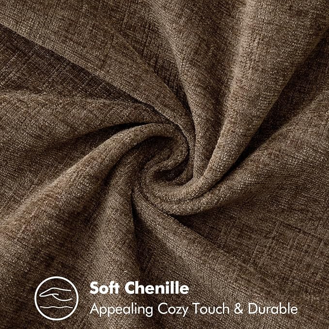 MIULEE Pack of 2 Couch Throw Pillow Covers 18x18 Inch Brown Farmhouse Decorative Pillow Covers with Stitched Edge Soft Chenille Solid Dyed Pillow Covers for Sofa Bed Living Room