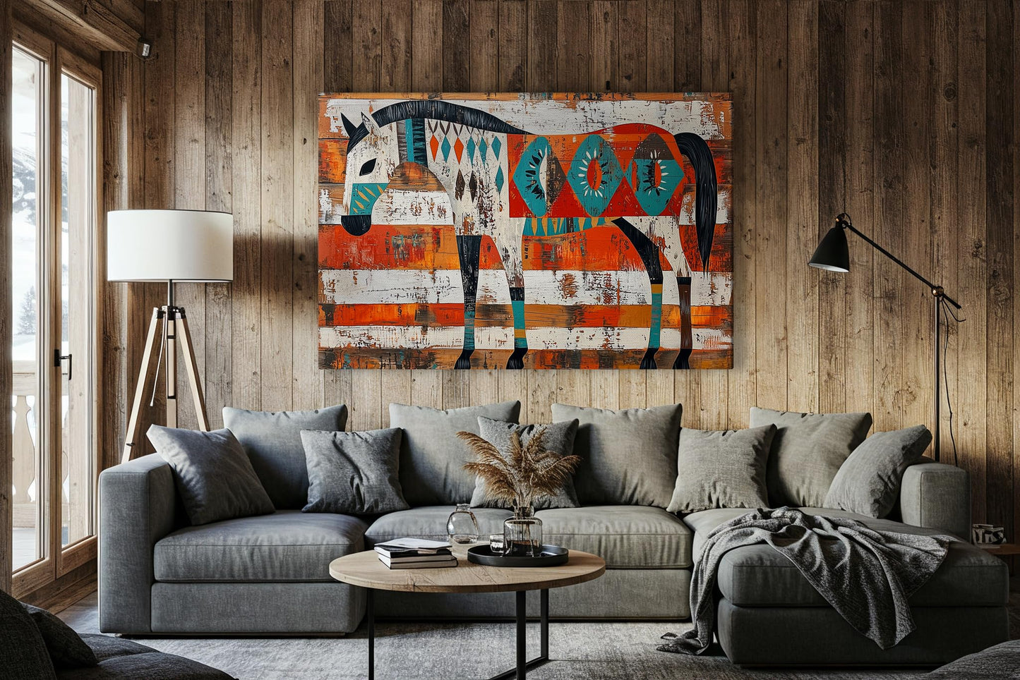 Arizona Canvas Prints Small to Extra Large - Sonoran Desert Landscapes Dining Room, Bedroom, Bathroom, Living Room - Saguaro Cactus Wall Art (Painted Desert Mustang, 24"L x 36"W)