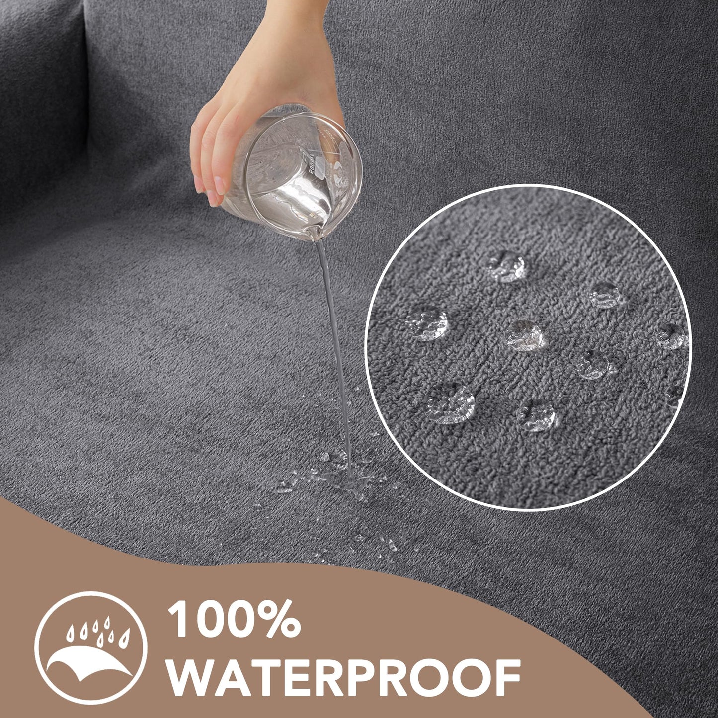 KaviKon Waterproof Couch Covers for 3 Cushion, Non Slip Cat-Scratch Resistant Sofa Couch Covers for Dogs, Pet Friendly Couch Protectors Slipcovers, Washable Furniture Covers for Pets, 71" x 118", Grey