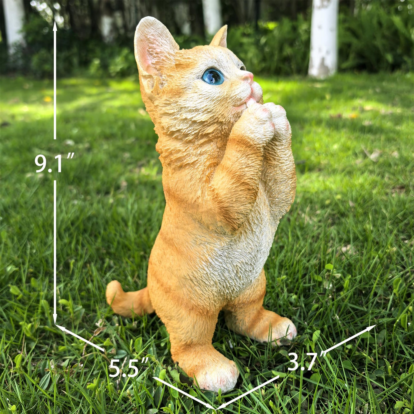 Ahbuohe Garden Cat Statue Decorative Outdoor,Fairy Art Yard Décor Figurine for Patio Lawn, Pets Statue Ornaments Patio Lawn Flower Bed (Orange)