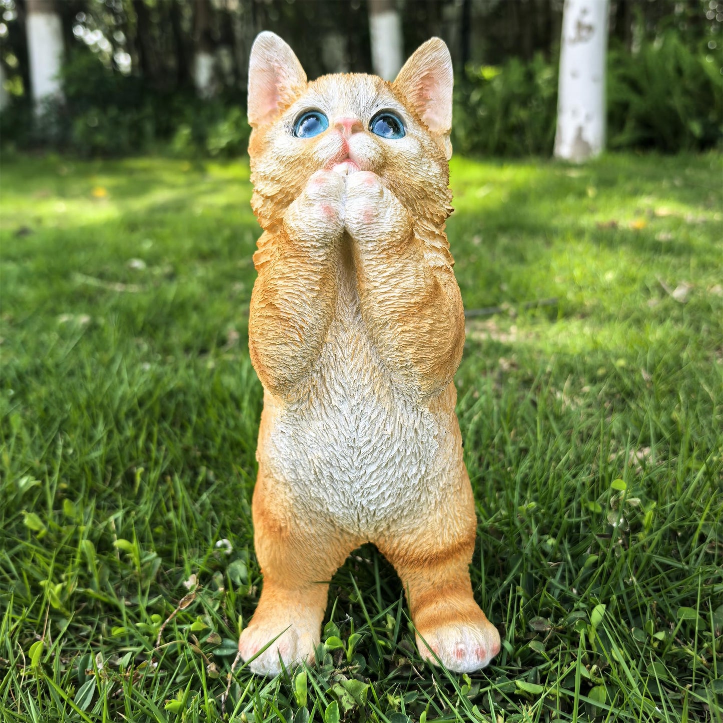 Ahbuohe Garden Cat Statue Decorative Outdoor,Fairy Art Yard Décor Figurine for Patio Lawn, Pets Statue Ornaments Patio Lawn Flower Bed (Orange)
