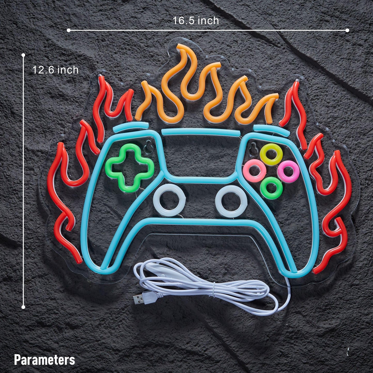 Gamer Neon Sign, Gamepad LED Sign, Flaming Game Controller LED Light for Gamer Room Decor, Neon Gaming Signs for Wall Decor Gifts for Teens Boys Kids