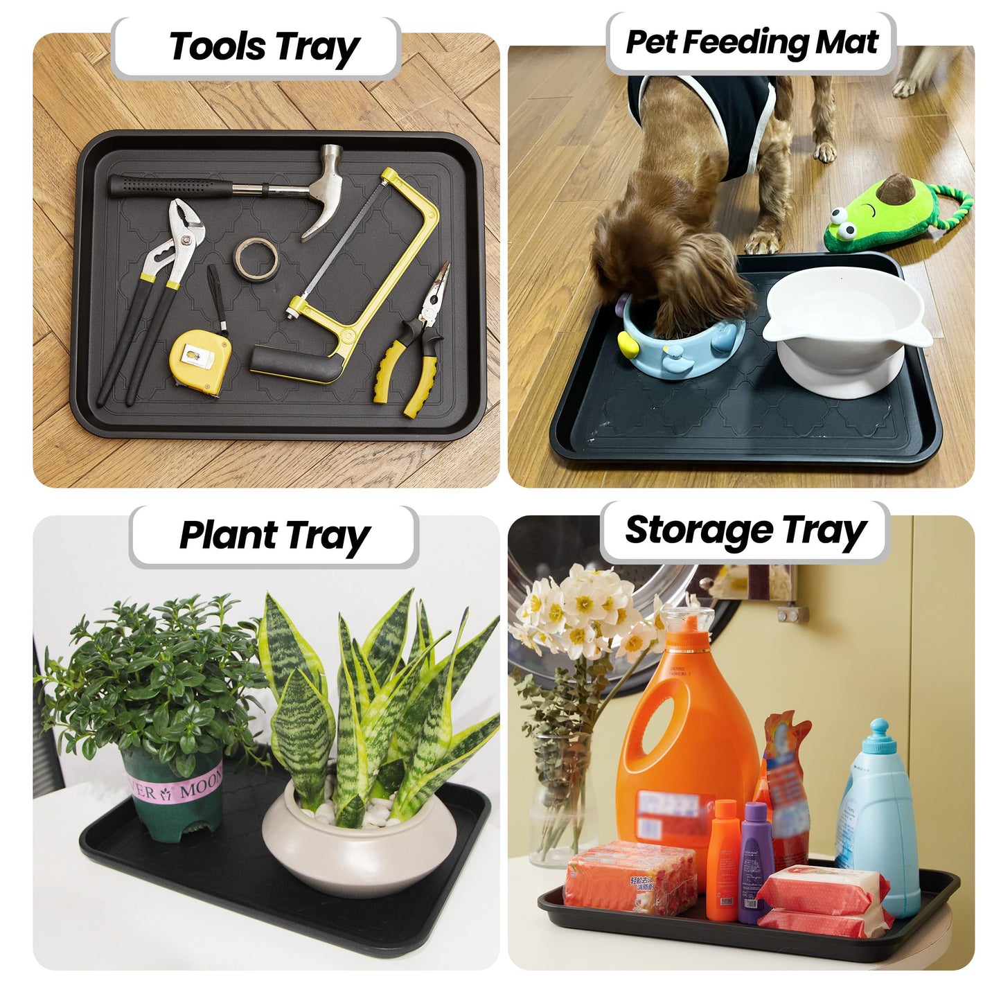 WATANIYA PET Boot Tray for Entryway Indoor, Heavy Duty Shoe Mat Tray 2 Packs, 16.7"x12.8" Waterproof Shoes Trays with Raised Edge, Outdoor Multi-Purpose Mats for Boots, Garden, Pets