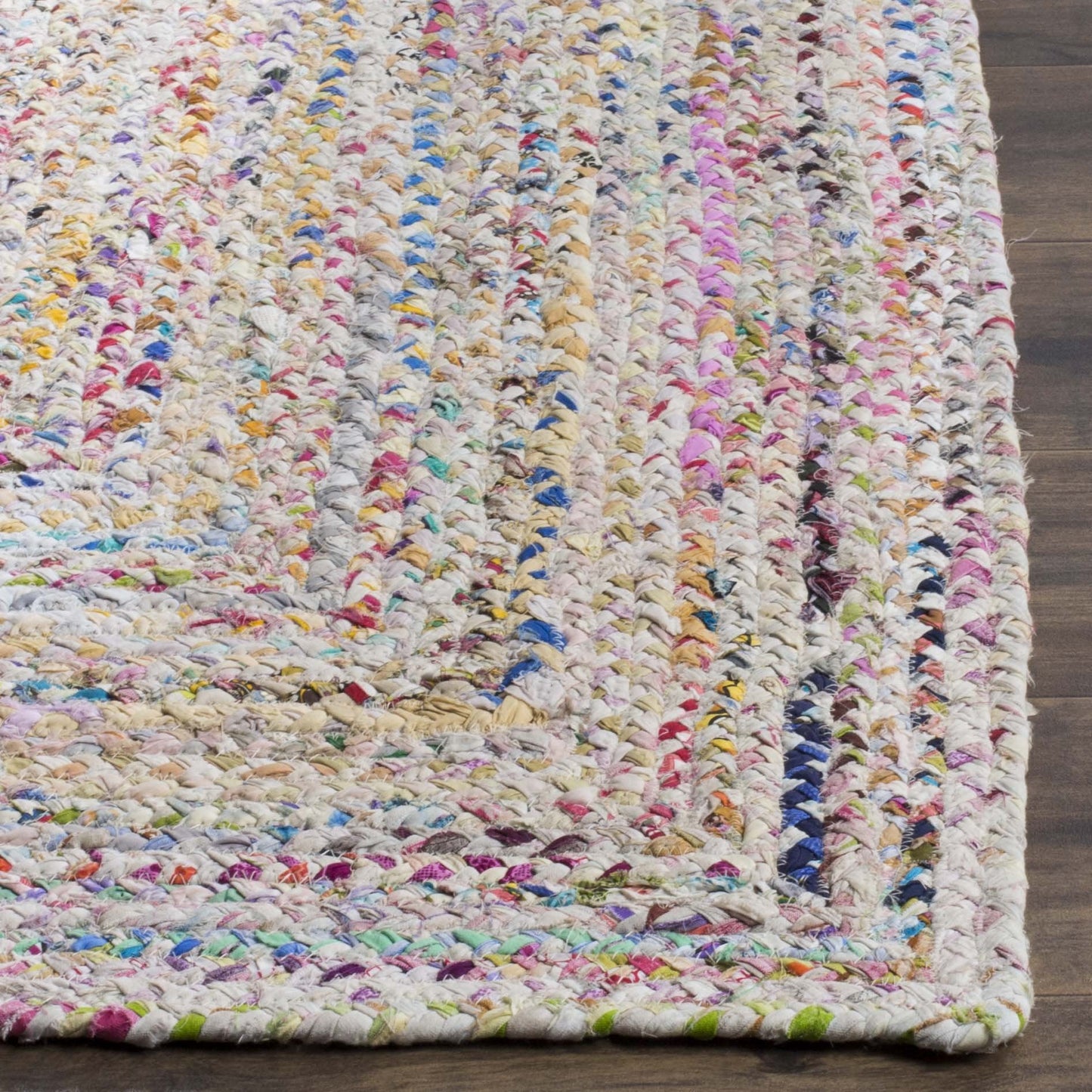 SAFAVIEH Braided Collection Accent Rug - 2' x 3', Ivory & Multi, Handmade Woven Cotton, Boho Reversible Style, Ideal for Living Room, Bedroom, Kitchen (BRD210B)