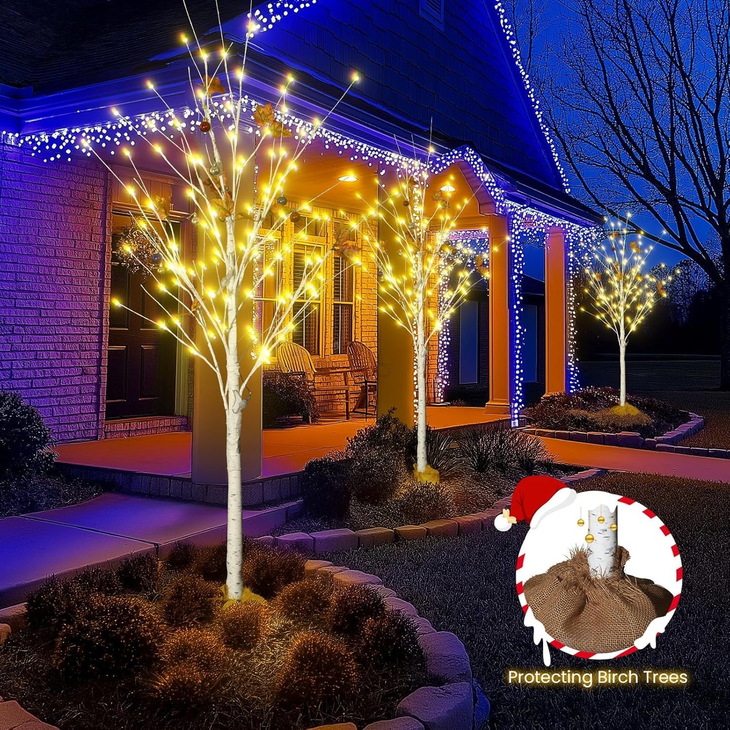 Lamerge Lighted Tree Set of 3,Christmas Tree 4Ft,5Ft and 6Ft with LED Lights, Halloween Decoration,Suit for Festival/Party,Wedding,Birthday,Indoor and Outdoor Use,Warm White (LBT3-WW)