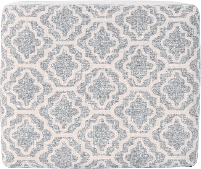 Spatial Order Home Decor | Upholstered MediumRectangular Storage Ottoman | Hinged Lid Ottoman with Storage for Living Room & Bedroom,Gray Geometric