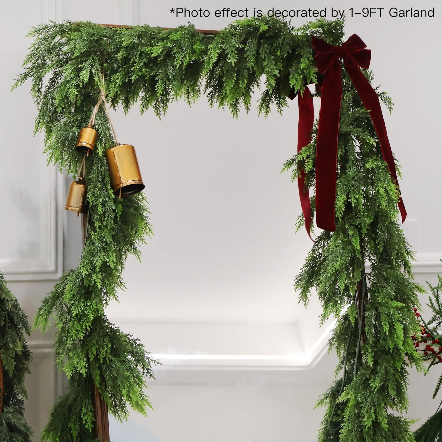 Christmas Cedar Garland Artificial Realistic Green Faux Real Touch Winter Pine Garland for Mantle Fireplace Wall Table Indoor Outdoor Decoraiton 5FT