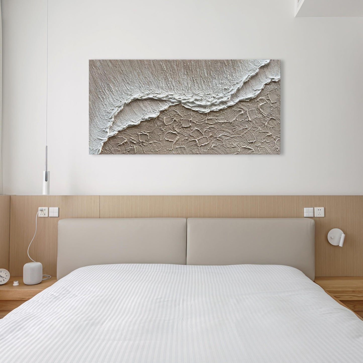 NANKAI Art 24x48 inch Hand painted beach Ocean Wave Landscape Oil painting Modern Abstract Canvas art Mural family wall Decoration art