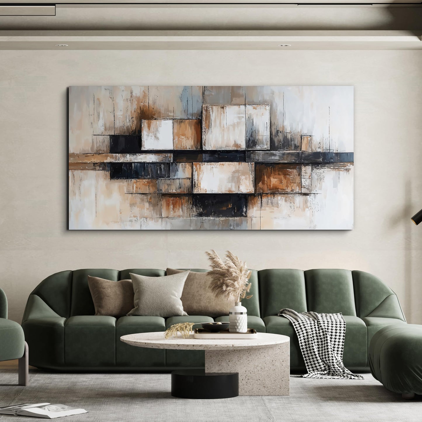 Large Abstract Geometric Decor Modern Abstract Geometric Beige And Black Wall Art Decorations Wall Art For Living Room Art Wall Canvas Wall Art Prints For Bedroom And Office Wall Decor 24 X 48 Inch