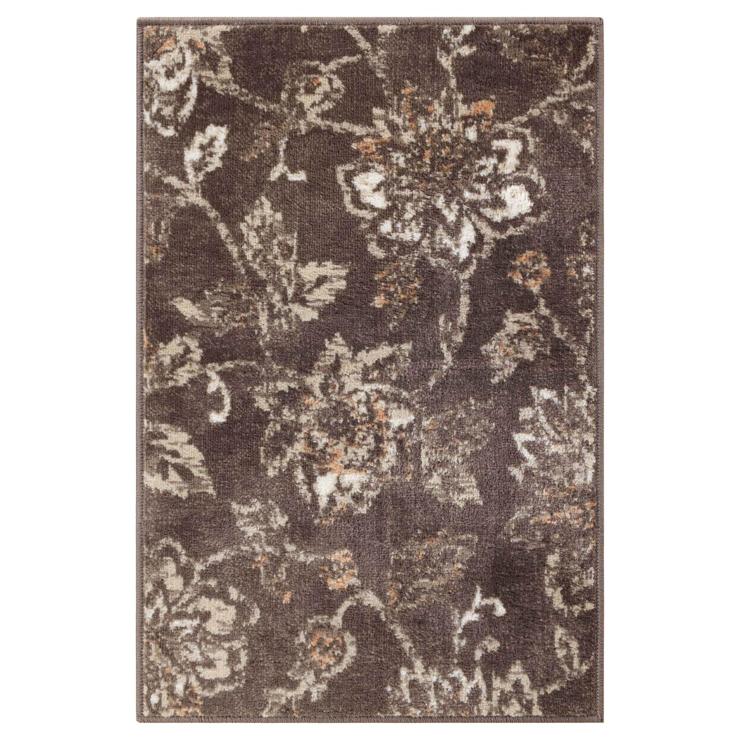 Superior Indoor Large Area Rug for Hallways, Entry, Office, Living/Bedroom, Hardwood, Tile, Floor Cover, Plush Carpet Cover, Modern Farmhouse Floral Decor, Jacobean Collection, 2' x 3', Chocolate