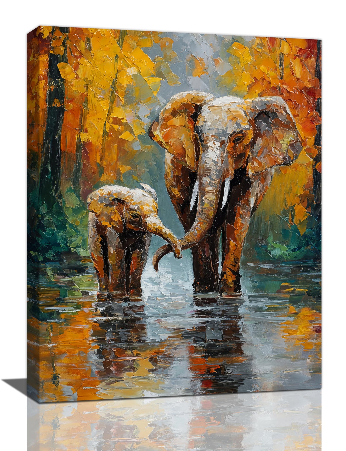 Elephant Wall Art Forest Canvas Wall Decor Pictures Paintings Prints Artwork Framed Decorations For Bathroom Bedroom Living Room Office Gifts 12" x 16"